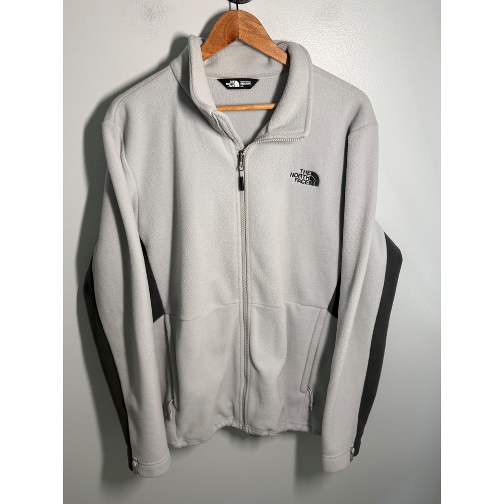 The North Face Mens Full Zip Fleece Jacket Grey Charcoal L Large Mock Neck